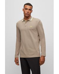BOSS by HUGO BOSS Long sleeved Cotton piqu Polo Shirt With