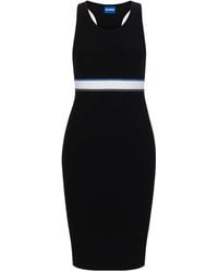 HUGO - Slim-Fit Kleid aus Stretch-Baumwolle mit Logo-Einsatz - Lyst