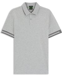 BOSS - Slim-Fit Polo Van Katoen Met Gestreepte Mouwboorden - Lyst