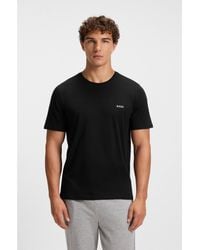 BOSS - Stretch-Cotton T-Shirt With Embroidered Logo - Lyst