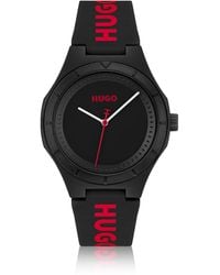 HUGO - Matte-black Watch With Branded Silicone Strap - Lyst