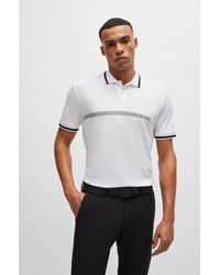 BOSS - Cotton-blend Polo Shirt With Stripes And Logo - Lyst