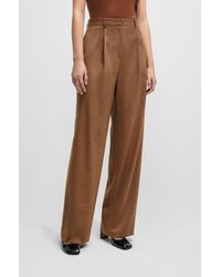 BOSS - Regular-fit Trousers In Checked Virgin Wool And Silk - Lyst