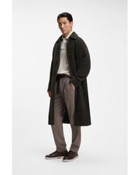 BOSS - Alpaca-Wool Relaxed-Fit Coat With Check Pattern - Lyst