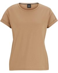 BOSS - T-Shirt aus Baumwoll-Jersey mit umgeschlagenen Ärmelbündchen - Lyst