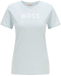 BOSS by HUGO BOSS T-shirt Van Biologische Katoen Met Logoprint - Blauw