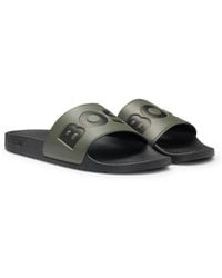 BOSS - In Italië Vervaardigde Slippers Met Groot Logodetail - Lyst