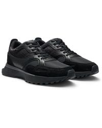 BOSS - Mixed-Material Trainers With Mesh And Leather - Lyst