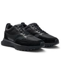 BOSS - Mixed-Material Trainers With Mesh And Leather - Lyst
