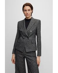 BOSS - Slim-fit Jacket In Structured Tweed - Lyst