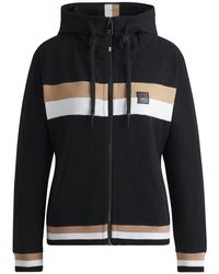 BOSS - Sweat À Capuche D'Équitation En Coton Stretch Italien Avec Fermeture Éclair - Lyst