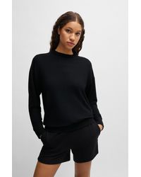 BOSS - Stretch-terry Regular-fit Sweatshirt With Embroidered Logo - Lyst