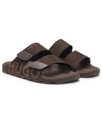 HUGO - Mules En Faux Cuir Suédé Avec Détails De Logo - Lyst