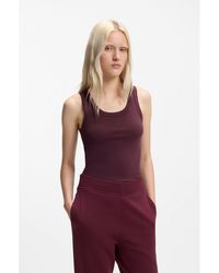 HUGO - Cotton-Blend Tank Top With Stacked-Logo Embroidery - Lyst