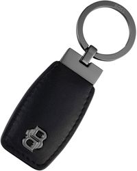 BOSS - Schlüsselanhänger Aus Leder Mit Double-B-Monogramm Aus Metall - Lyst