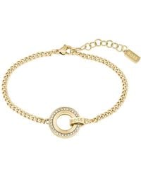 BOSS - Gold-tone Chain Bracelet With Crystal-set Ring - Lyst