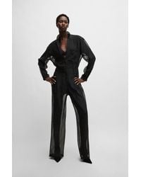 BOSS - Naomi X Relaxed-fit Jumpsuit In Sheer Organza - Lyst