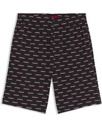HUGO - Pyjama-Shorts Aus Baumwoll-Jersey Mit Logo-Print - Lyst