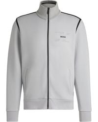 BOSS - Sweatjacke Aus Baumwoll-Mix Mit Reißverschluss Und Logo-Artwork - Lyst
