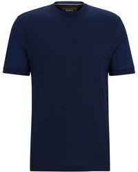 BOSS - Regular-fit T-shirt Van Katoen En Zijde In Een Combinatie Van Structuren - Lyst