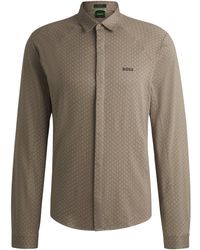BOSS - Regular-Fit Overhemd Van Gebreid Katoenpiqué - Lyst