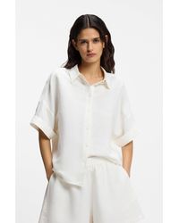 BOSS - Regular-Fit Blouse With Rolled Cuffs - Lyst