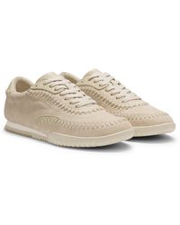 BOSS - Ledersneakers Aus Veloursleder Mit Peitschennaht - Lyst