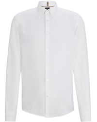 BOSS - Regular-Fit Hemd aus Leinen mit Button-Down-Kragen - Lyst