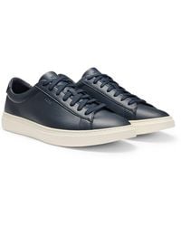 BOSS - Grained-Leather Trainers With Rubber Sole - Lyst