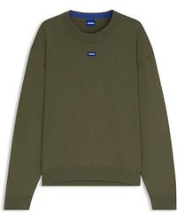 HUGO - Relaxed-Fit Pullover Mit Blauem Logo-Aufnäher - Lyst