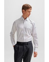 BOSS - Regular-fit Shirt In Striped Cotton Twill - Lyst