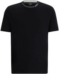 BOSS - Regular-Fit T-Shirt aus Baumwoll-Jersey mit Branding am Kragen - Lyst