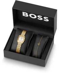 BOSS - Tone Stainless Steel Watch And Bracelet Set - Lyst
