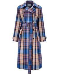 BOSS Plaid Trench Coat - Blue