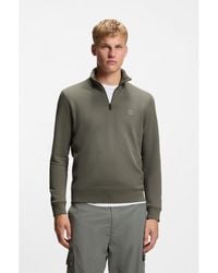 BOSS - Cotton-Terry Sweatshirt With Zip Collar - Lyst
