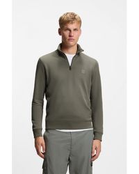 BOSS - Cotton-Terry Sweatshirt With Zip Collar - Lyst