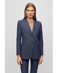 BOSS - Regular-fit Jacket In A Denim-look Cotton Blend - Lyst