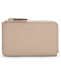 BOSS - Grained-Leather Card Holder With Logo Lettering - Lyst
