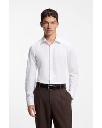 HUGO - Slim-Fit Cotton Shirt With A Concealed Button Front - Lyst