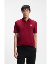 BOSS - Year Of The Horse Cotton-Piqué Polo Shirt With Logo Artwork - Lyst