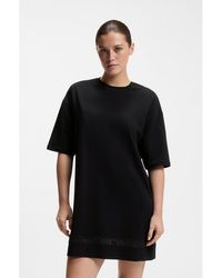 HUGO - Stretch-Cotton Night Dress With Mesh Insert - Lyst