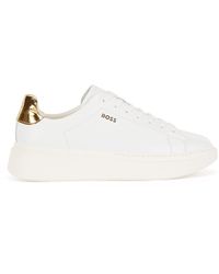 BOSS by HUGO BOSS Italian-leather Trainers With Oversized Rubber Sole - White