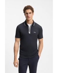 BOSS - Slim-Fit Polo Shirt With A Zip Placket - Lyst