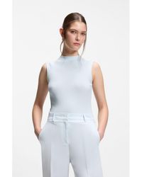 BOSS - Ribbed-Knit Top With Mock Neckline - Lyst
