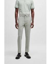 BOSS - Regular-fit Trousers In Melange Stretch Panama - Lyst