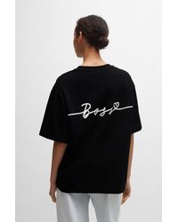 BOSS - Stretch-cotton T-shirt With Logo Details - Lyst