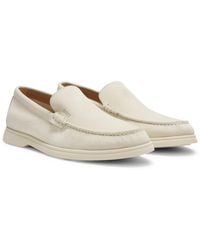 BOSS - Suede Loafers With Emed Logo - Lyst