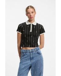 HUGO - Stretch-Cotton Slim-Fit Polo With Logo Pinstripes - Lyst