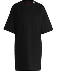 HUGO - T-Shirt-Kleid aus Baumwoll-Jersey mit Stack-Logo - Lyst