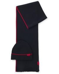 HUGO - Set Aus Mütze Und Schal Mit Logo-Label - Lyst